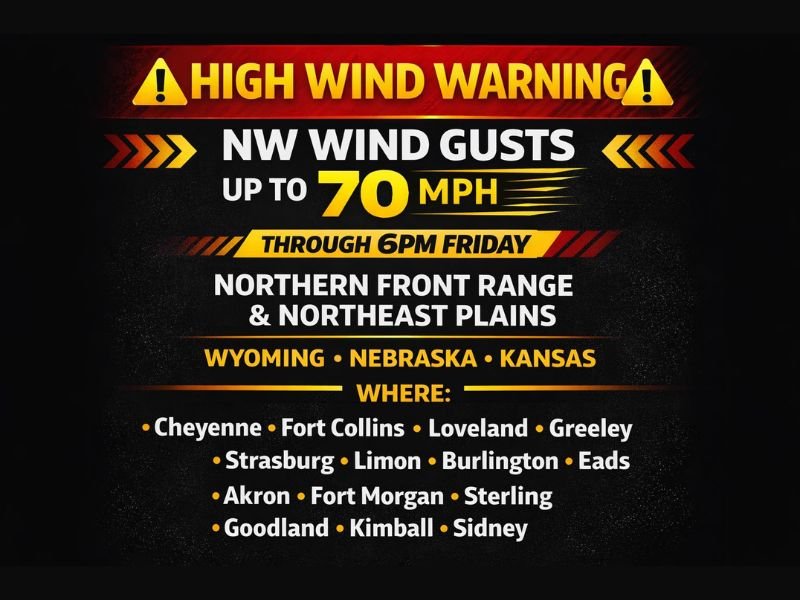 Wyoming, Nebraska, and Kansas Braced for 70 MPH Wind Gusts as Powerful Cold Front Sweeps South Overnight