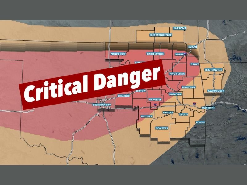 Critical Fire Danger Erupts Across Oklahoma as Strong Winds and Extremely Dry Air Create Rapid Wildfire Threat Thursday