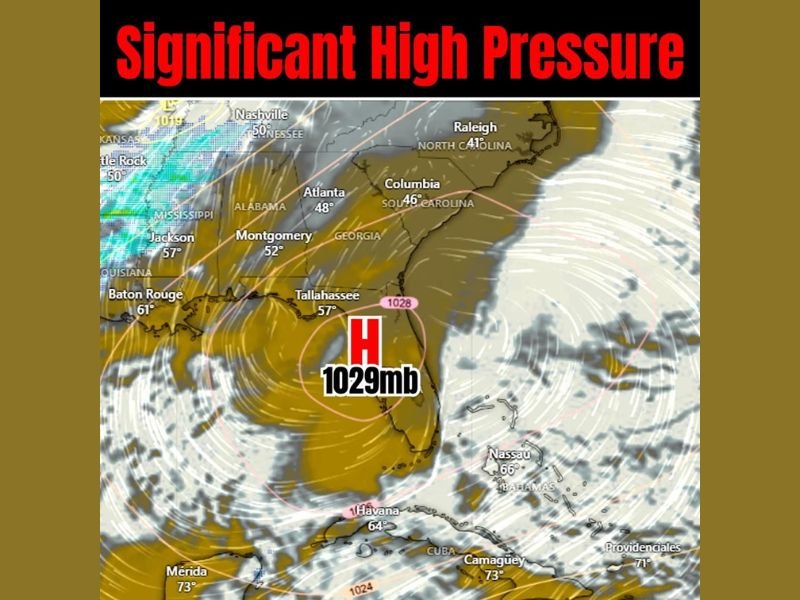 Florida High-Pressure Dome Near 1029 mb Keeps Skies Clear and Temps Cooler Across the Southeast, With Residents Noticing Dry Air and Sinus Irritation