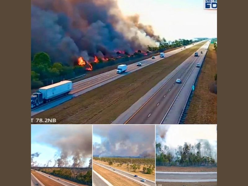 Florida’s National Fire Races Toward I-75 in Alligator Alley as Thick Smoke and Flames Threaten Major Travel Corridor