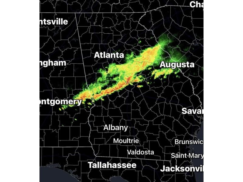 Georgia Severe Storm Threat Builds This Afternoon as Supercells Target Atlanta-to-Augusta Corridor With 50–70 MPH Wind Risk