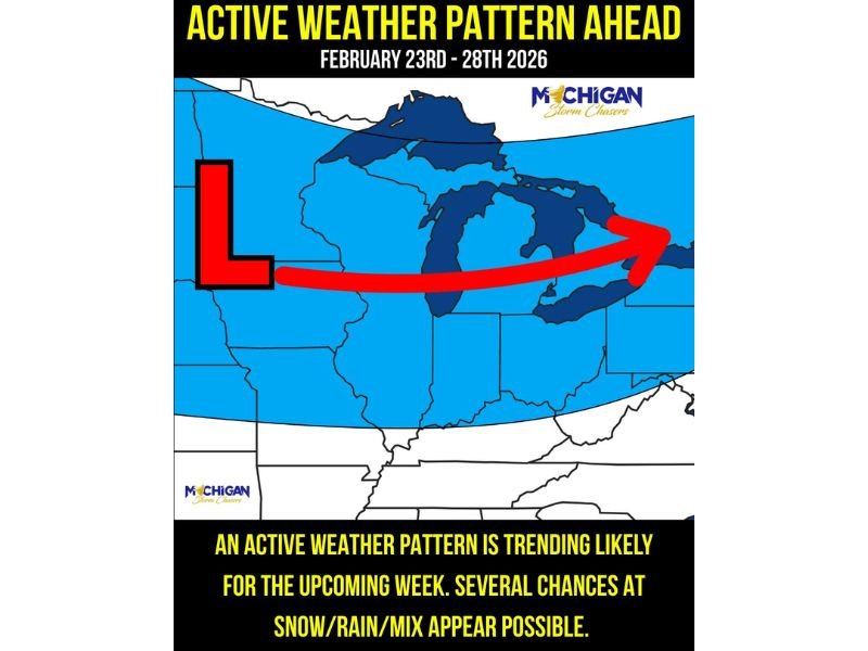 Illinois, Indiana, Michigan, Wisconsin and Ohio Enter Active Late-February Pattern With Multiple Snow, Rain and Mix Chances Feb. 23–28