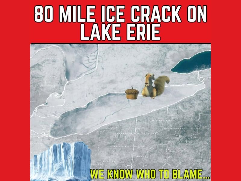 Lake Erie Ice Crack Spanning About 70–80 Miles Sparks Memes Across Ohio, Pennsylvania, New York, and Michigan