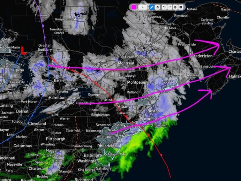 Michigan Low-Pressure System Pushes Organized Rain and Snow Across New York, Pennsylvania, Massachusetts and Maine
