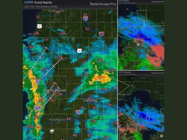Michigan Showers and Thunder Move Through Grand Rapids and West Michigan While Northern Areas Deal With Wintry Mix Early Wednesday