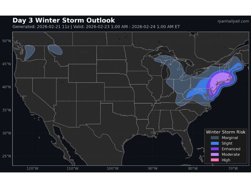 New Jersey, New York, Connecticut, Rhode Island, Massachusetts, New Hampshire and Maine Could See Blizzard Conditions as Nor’easter Targets Northeast Sunday Into Monday