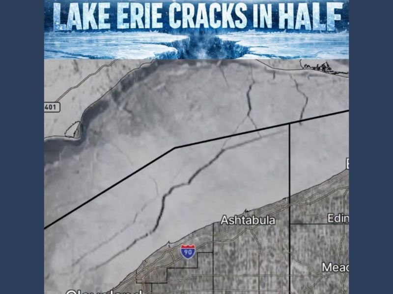 Ohio and New York See Lake Erie Ice Crack “In Half” on Satellite as Near-Record Ice Cover Meets Strong Winds