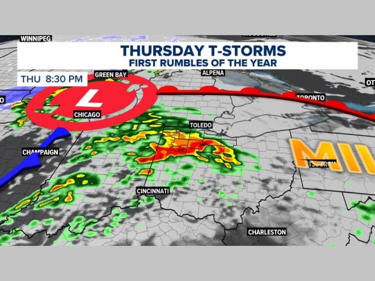 Ohio and Southern Indiana Brace for First Thunderstorms of the Year as Cincinnati and Toledo Track Thursday Night Storm Line