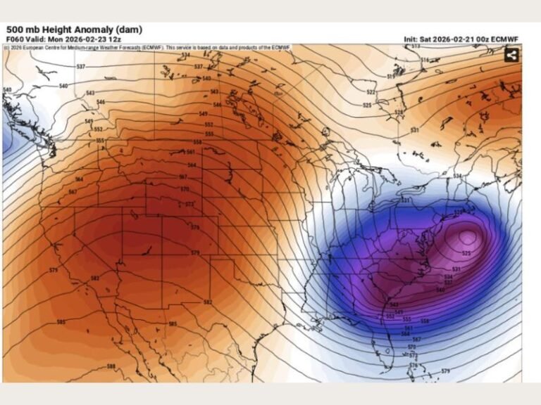 Polar Vortex Disruption Sends Arctic Blast 20–30° Below Normal Into Tennessee, Alabama, Georgia and Florida With Gulf Coast Freeze Risk
