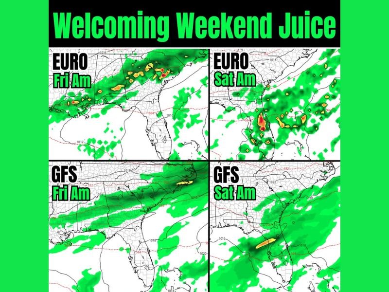 Slow-Moving Weekend Front Could Soak Florida and the Southeast with Widespread 1-Inch Rainfall as Showers Linger Into Saturday