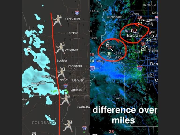 Snow Hits an ‘Invisible Wall’ Near Boulder as 30° Temperature Drop From Central City to Front Range Highlights Powerful Downslope Effect in Colorado