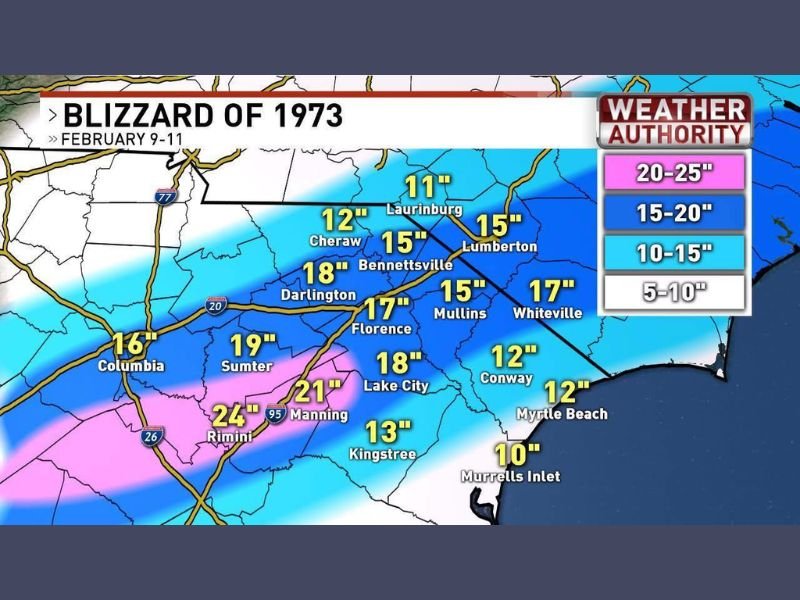 South Carolina’s Historic Blizzard of 1973 Buried Pee Dee, Midlands, and Coast Under Nearly Two Feet of Snow