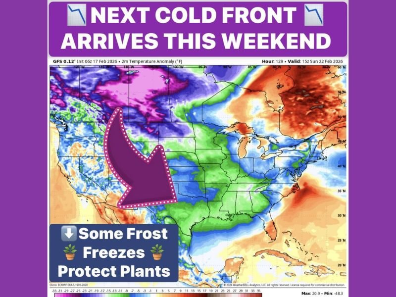 Texas Cold Front to Slam Dallas–Fort Worth, Denton, McKinney and Red River Region With 20-Degree Drop and Weekend Freeze Threat