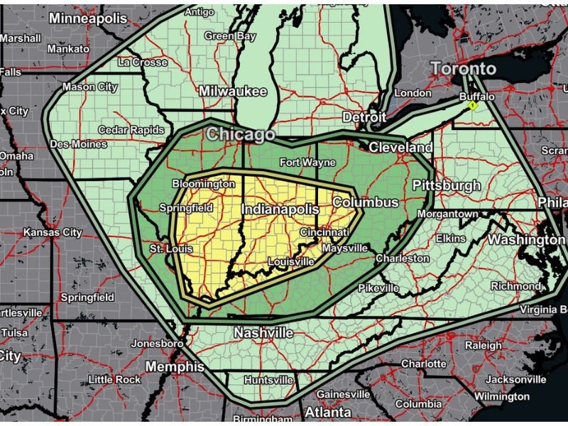 Tornado Threat Targets Southern Illinois, Southern Indiana and Southwest Ohio as Severe Storms Sweep the Ohio Valley Today