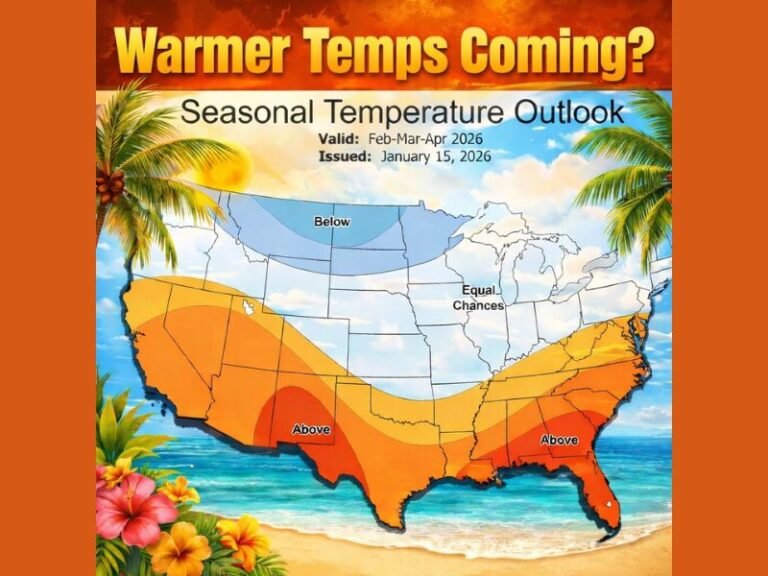 United States Seasonal Outlook Flags Warmer Spring Trend for Florida, Texas, California and Georgia While Montana, North Dakota and Minnesota Lean Cooler