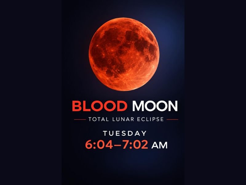 Western Carolinas to See Blood Red Total Lunar Eclipse Tuesday Morning as Earth’s Shadow Turns the Moon Crimson from 6:04 to 7:02 AM