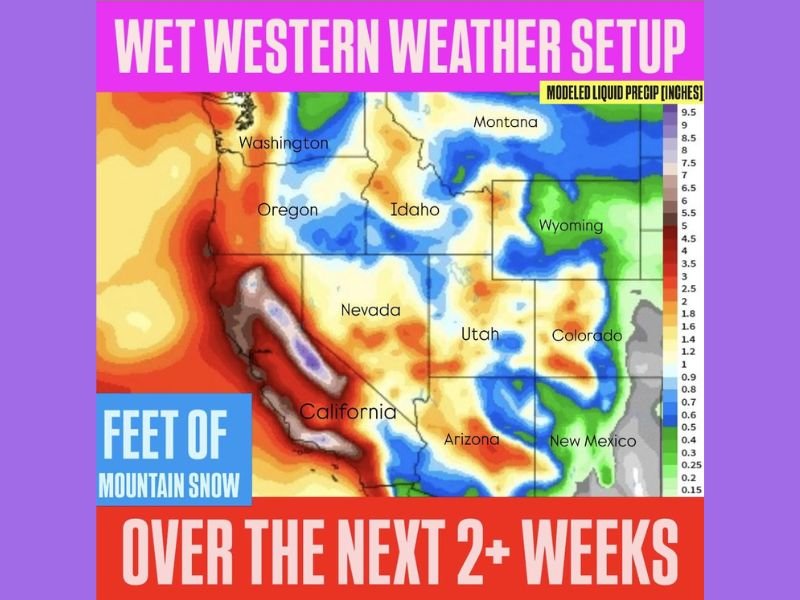 Western U.S. Rain-and-Snow Pattern Flip: California, Oregon, Washington and the Rockies Track a Wet 2-Week Stretch With Mountain Snow Boost