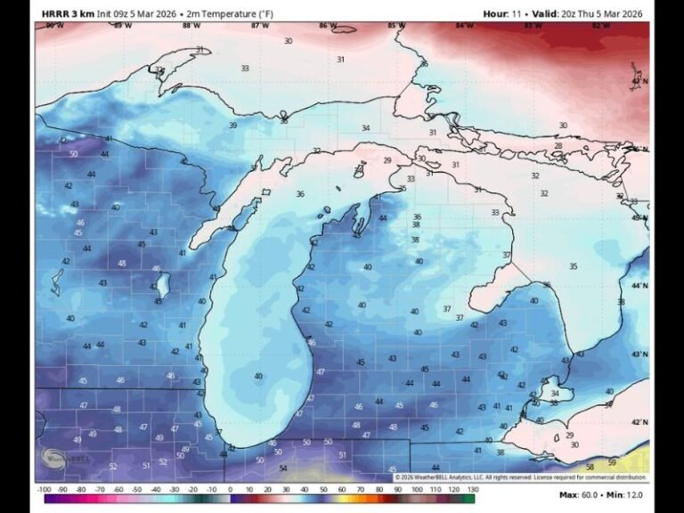 Cold Rain and Chilly 40s Grip Michigan Today as Showers Spread Across Lower Peninsula Before Warmer Air Arrives Friday
