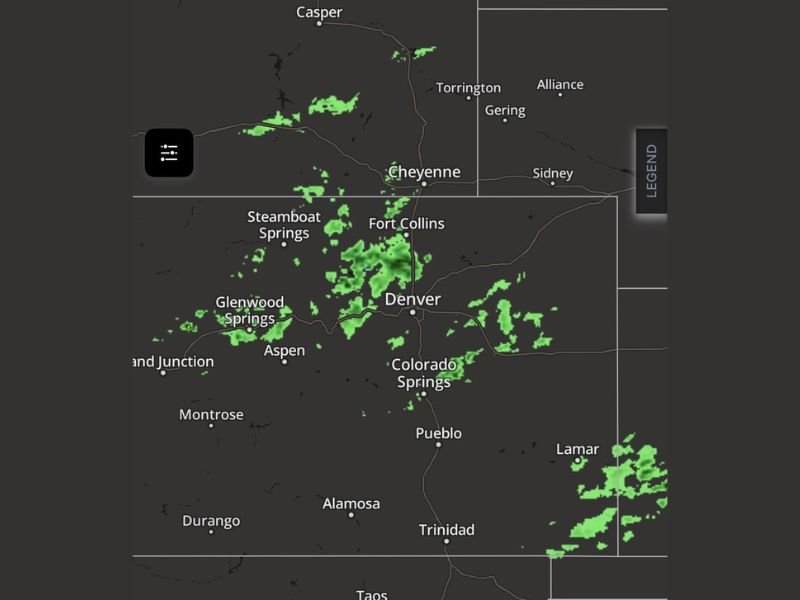 Colorado Denver Fort Collins Colorado Springs Sees Scattered Showers Actually Reaching Ground Across Front Range Including Cheyenne Area