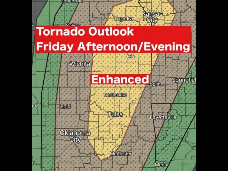 Eastern Oklahoma Including Tulsa Placed Under Enhanced Tornado Risk Friday Afternoon as Supercell Storms Expected to Develop