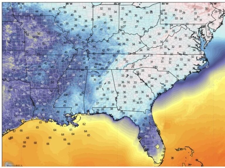 Florida, Georgia, Alabama, Mississippi and Louisiana Face Wild Temperature Swings as Gulf Coast Warm Waters Clash With Chilly Inland Air Creating “Two Seasons in One Day”