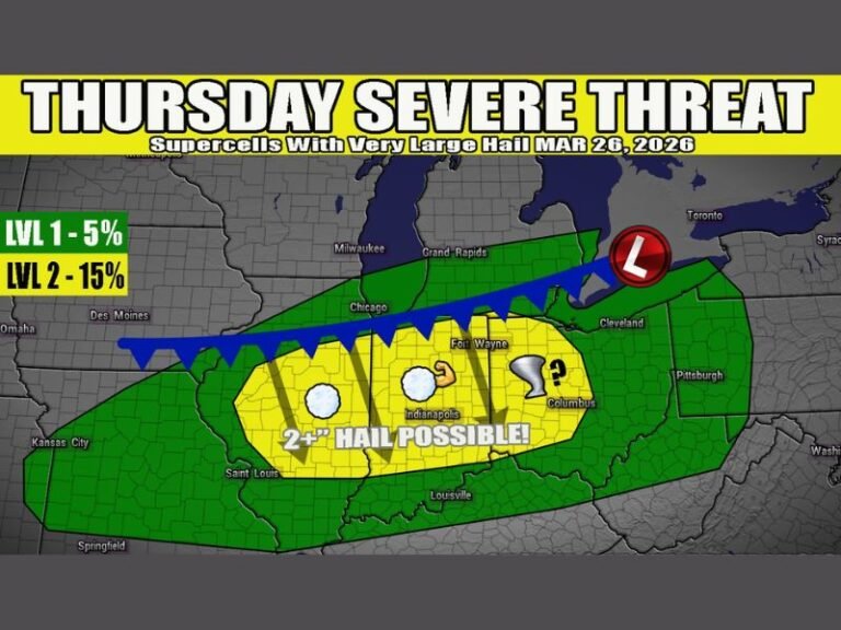 Illinois Indiana and Ohio Brace for Thursday Severe Storm Setup With Supercells and Very Large Hail Risk Up to 2 Inches