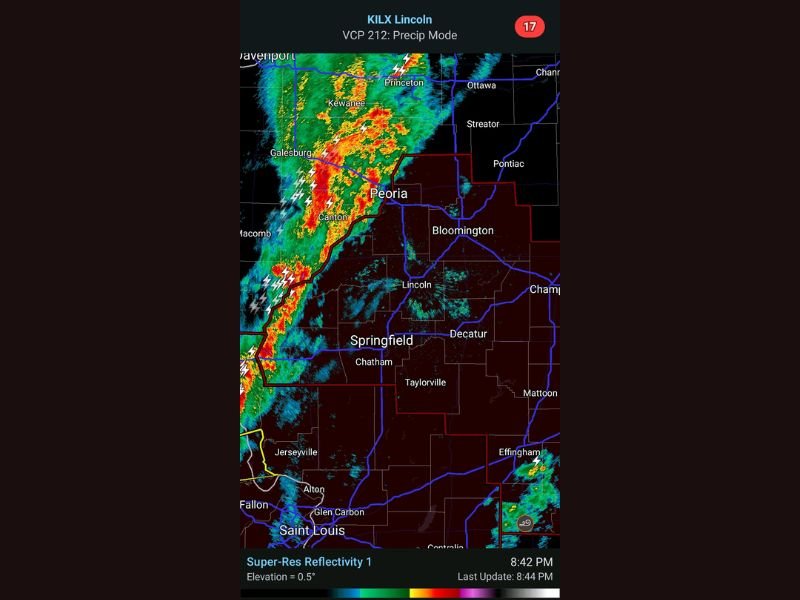 Illinois Tornado Watch Issued East of the Illinois River as Severe Storm Line Targets Peoria, Bloomington and Springfield With 70 MPH Wind Threat