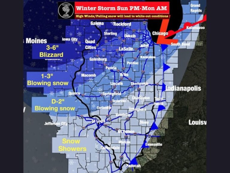 Illinois Winter Storm Could Turn Sunday Severe Weather Into Blizzard Conditions With 60 MPH Winds in Northwest Illinois