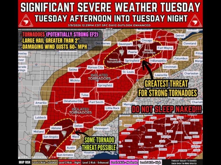 Illinois and Midwest Severe Weather Alert: Strong Tornadoes, Giant Hail and 60+ MPH Winds Possible Tuesday Afternoon Into Overnight