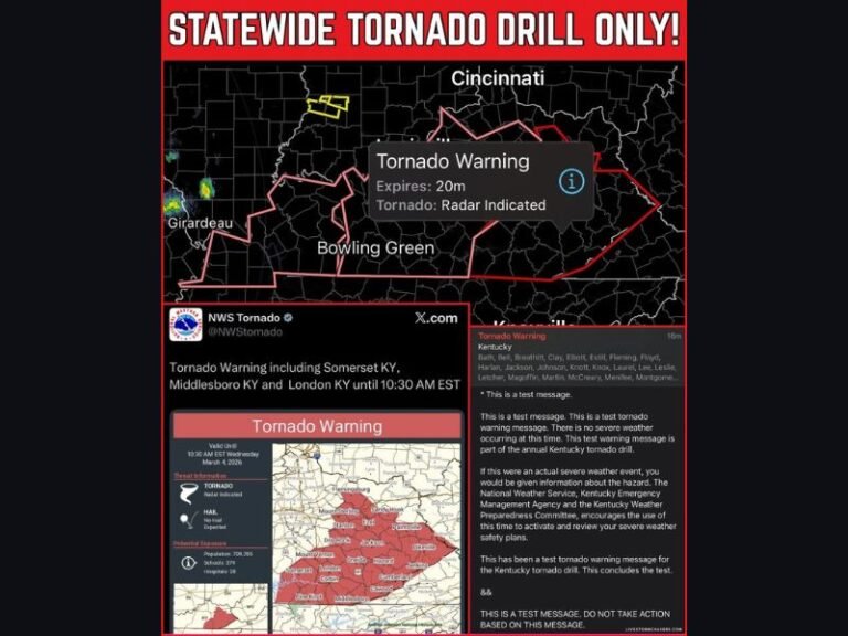 Kentucky Residents Receive Tornado Warning Alert During Statewide Drill — Officials Confirm It Was Only a Test, No Real Threat