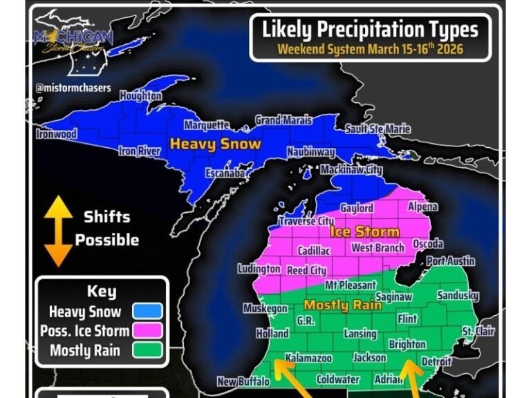 Major Winter Storm Could Slam Michigan Sunday Into Monday With Heavy Snow, Ice Storm Threat, and Blizzard Conditions