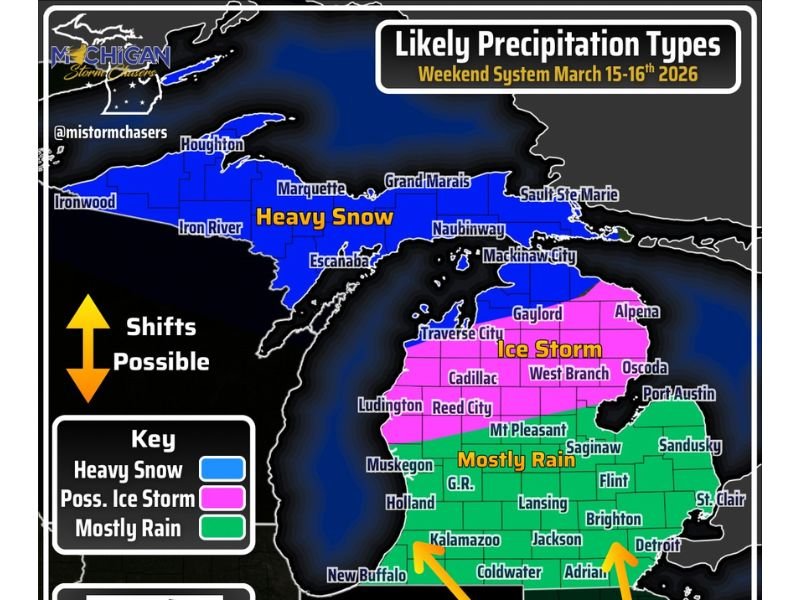 Major Winter Storm Could Slam Michigan Sunday Into Monday With Heavy Snow, Ice Storm Threat, and Blizzard Conditions