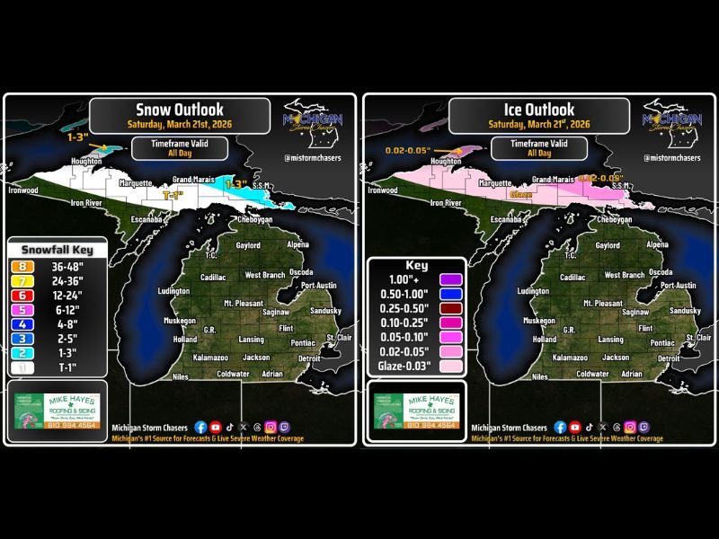 Michigan Snow and Ice Threat Targets Upper Peninsula Including Keweenaw Peninsula With Wintry Mix Before Midnight