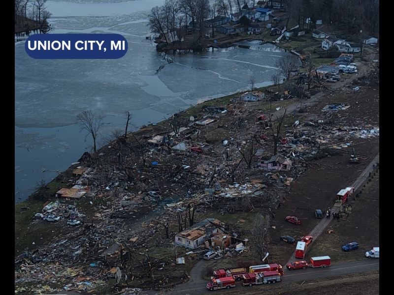 Michigan Tornado Destruction: Union City Devastated as Powerful Storm Levels Buildings and Snaps Massive Trees Across Southwestern Michigan