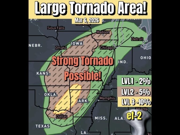 Michigan to Texas Severe Weather Alert: Strong Tornadoes, 70+ MPH Winds and Giant Hail Threaten Chicago, Detroit, Omaha, Dallas and Central Kansas