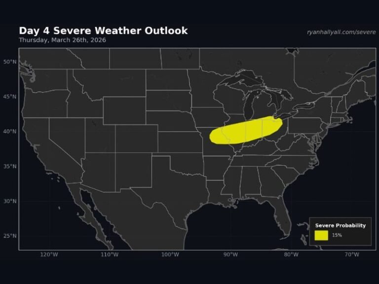 Missouri, Illinois, Indiana, Ohio Under Day 4 Severe Storm Risk Thursday as Models Signal Wind Shear and Spring Instability