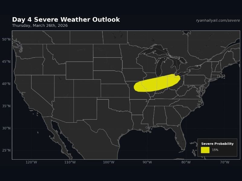 Missouri, Illinois, Indiana, Ohio Under Day 4 Severe Storm Risk Thursday as Models Signal Wind Shear and Spring Instability