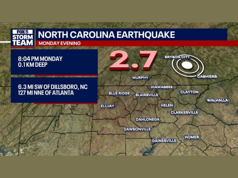 North Carolina Earthquake Near Dillsboro and Bryson City Registers 2.7 Magnitude Shallow Tremor Felt Lightly Across Mountain Counties