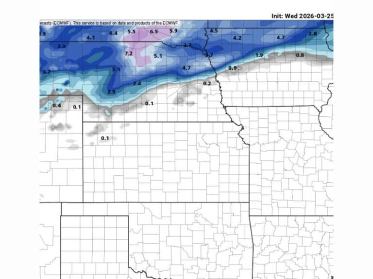North Dakota South Dakota Minnesota Snow Band Targets Northern Plains With 3 to 7 Inches Along Highway Corridors