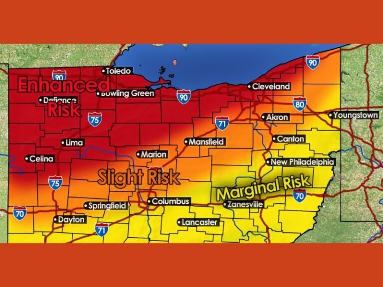 Ohio Cities Including Toledo, Defiance, Lima, Dayton and Columbus Under Enhanced Risk Thursday With Damaging Winds Large Hail and Storm Line Possible