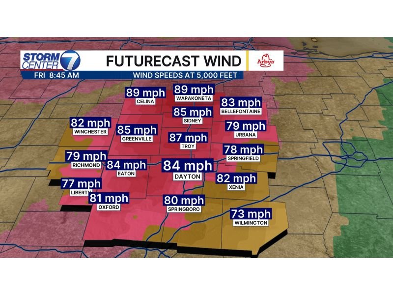 Ohio High Wind Warning: Dayton, Celina, Troy and Wapakoneta Brace for 60 MPH Gusts as Powerful Winds Sweep Region