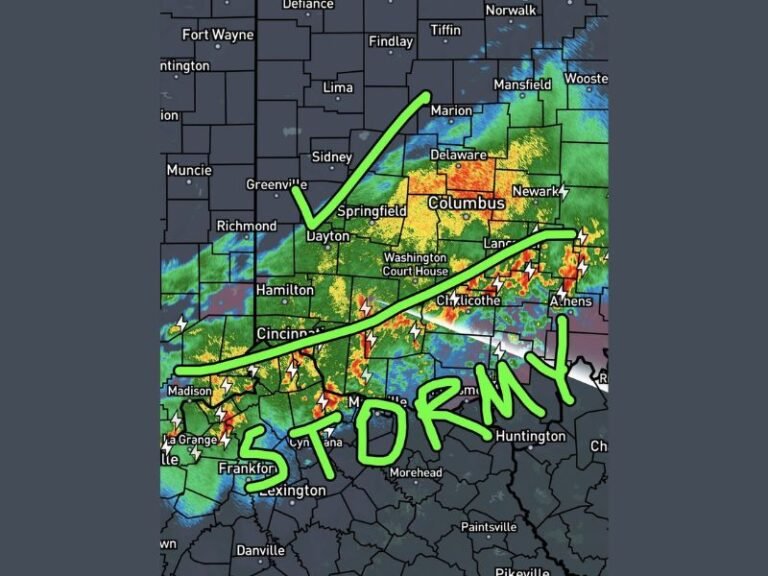 Ohio, Indiana, Kentucky Storms Exit Overnight as Severe Thunderstorm Watch Ends and Temperatures Crash Toward Freezing Across Miami Valley