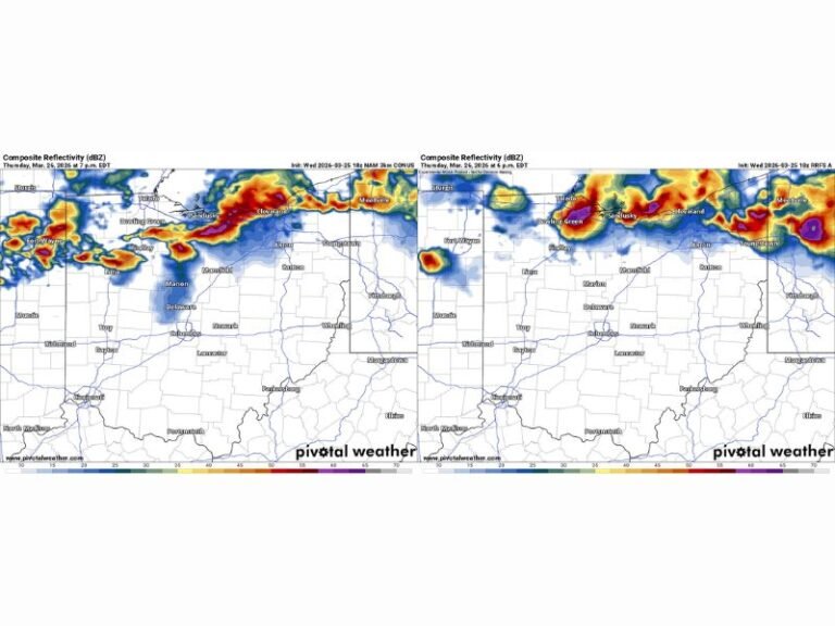 Ohio Indiana Pennsylvania Severe Storm Timeline Shows Two Rounds From Fort Wayne Toledo Cleveland With Nighttime Line After 9 PM