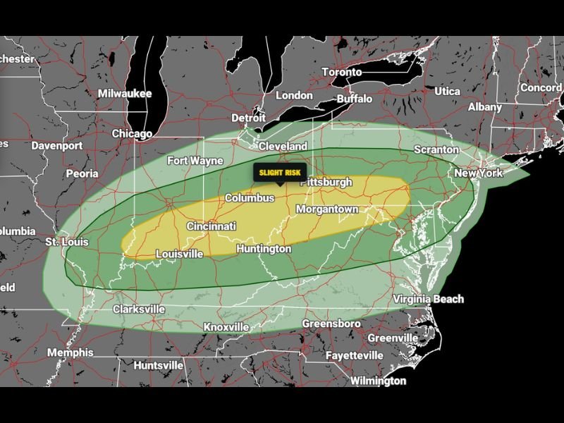 Ohio, Kentucky, West Virginia, Pennsylvania and Mid-Atlantic Brace for Severe Storm Threat With Damaging Winds, Large Hail, and Possible Tornadoes
