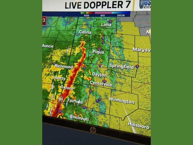 Ohio Overnight Storm Line Near Cincinnati and Dayton Triggers Severe Thunderstorm Watch and Wind Advisory Through Early Morning