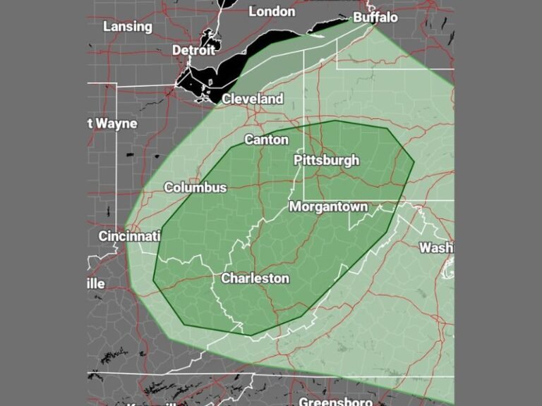 Ohio, Pennsylvania, West Virginia and Kentucky Under Severe Weather Threat Today With Damaging Winds, Large Hail and Brief Tornado Risk Into Evening
