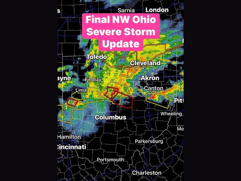 Ohio Severe Storms Shift From Toledo Cleveland Into Columbus With Northwest Ohio Threat Ending While Central Ohio Faces Hail Wind Risk