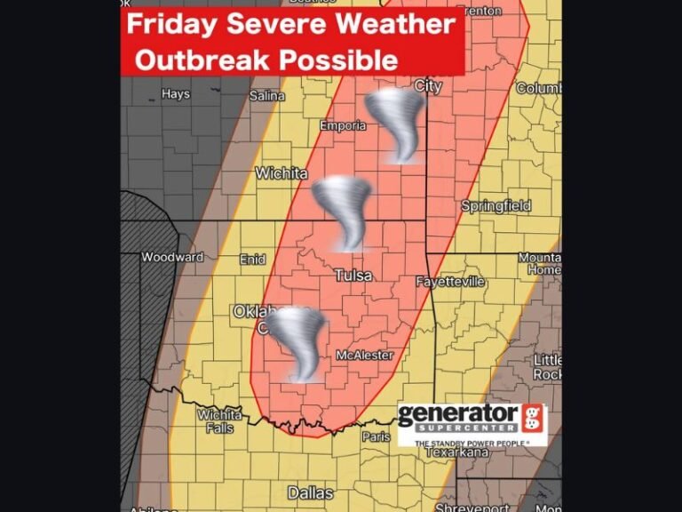 Oklahoma Braces for Potential Friday Severe Weather Outbreak as Central and Eastern Areas Face Rising Tornado, Hail, and Wind Threat