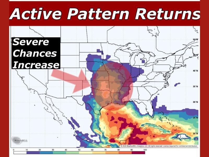 Oklahoma, Texas, Kansas, Arkansas, Missouri Face Rising Severe Storm Threat Near April 1 With Tornado Risk Hail and Damaging Winds Possible