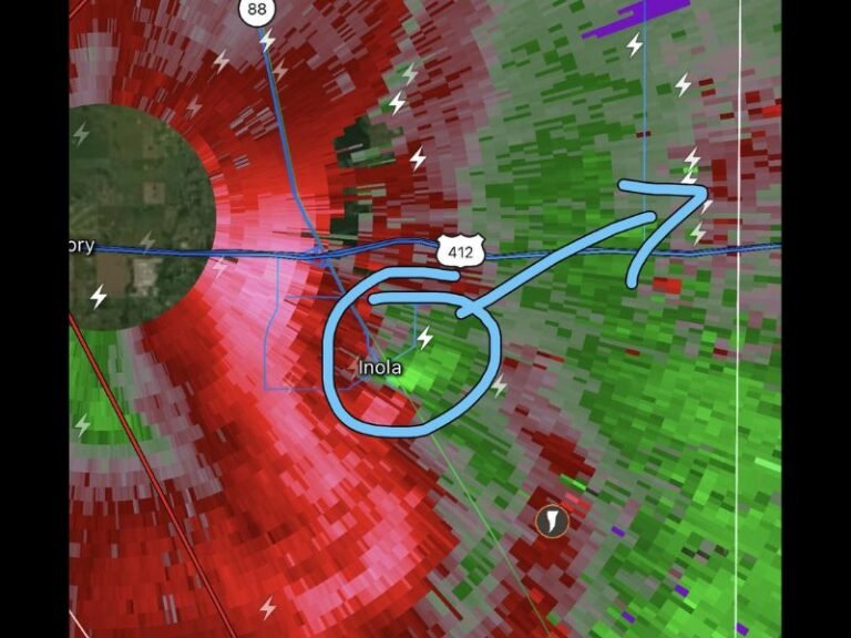 Oklahoma Tornado Emergency: Radar Indicates Tornado Likely Near Inola Moving Northeast Along Highway 412 Toward Rogers County